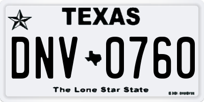 TX license plate DNV0760