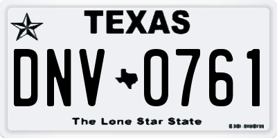 TX license plate DNV0761