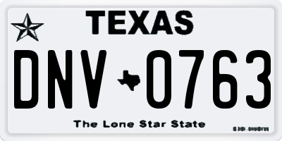 TX license plate DNV0763