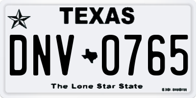 TX license plate DNV0765