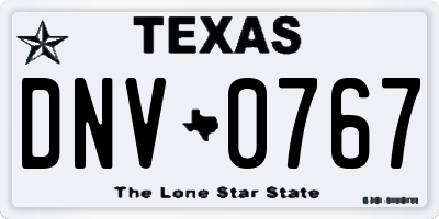 TX license plate DNV0767