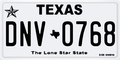 TX license plate DNV0768
