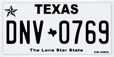 TX license plate DNV0769