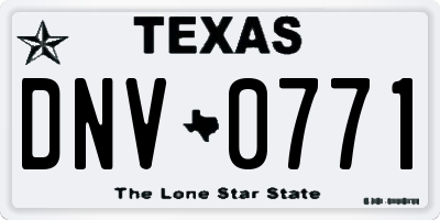 TX license plate DNV0771
