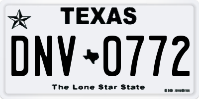 TX license plate DNV0772