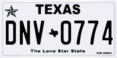 TX license plate DNV0774