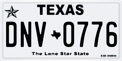 TX license plate DNV0776