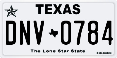 TX license plate DNV0784