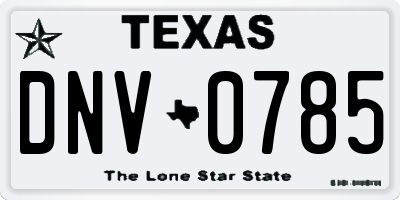 TX license plate DNV0785