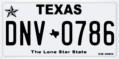 TX license plate DNV0786