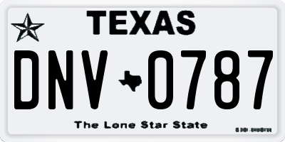 TX license plate DNV0787