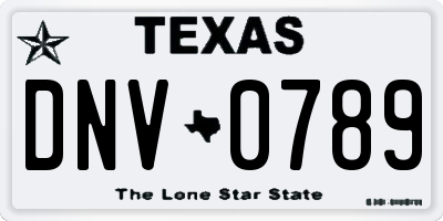 TX license plate DNV0789