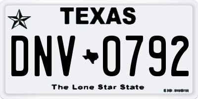 TX license plate DNV0792
