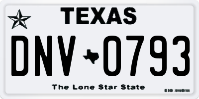 TX license plate DNV0793