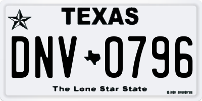 TX license plate DNV0796
