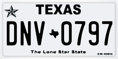 TX license plate DNV0797