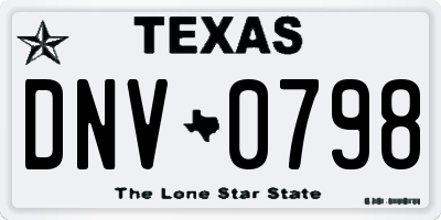 TX license plate DNV0798