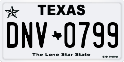 TX license plate DNV0799