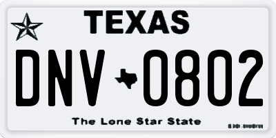 TX license plate DNV0802