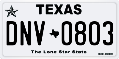 TX license plate DNV0803