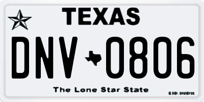 TX license plate DNV0806