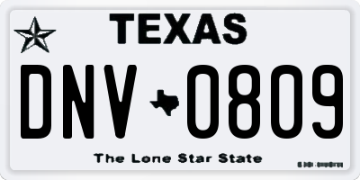 TX license plate DNV0809