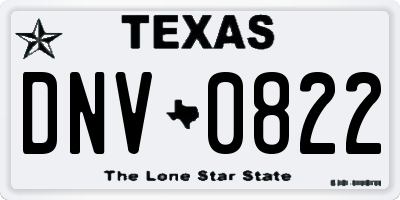 TX license plate DNV0822