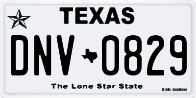 TX license plate DNV0829