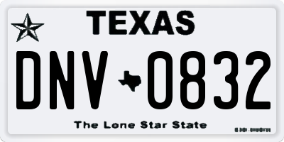 TX license plate DNV0832