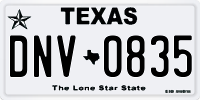TX license plate DNV0835