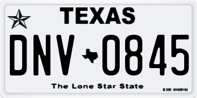 TX license plate DNV0845