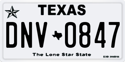 TX license plate DNV0847