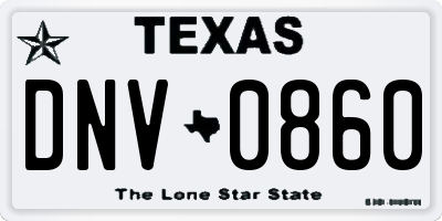 TX license plate DNV0860