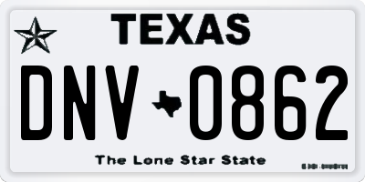 TX license plate DNV0862