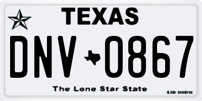 TX license plate DNV0867