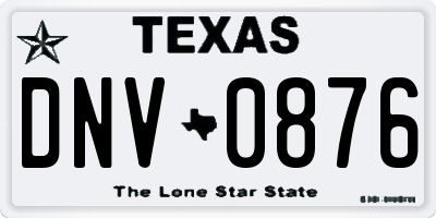 TX license plate DNV0876