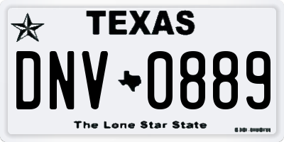 TX license plate DNV0889