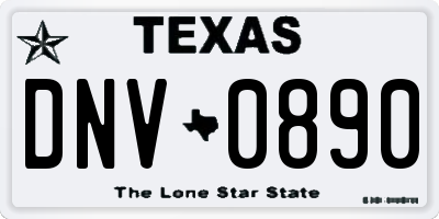 TX license plate DNV0890