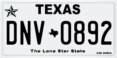 TX license plate DNV0892