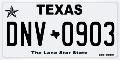 TX license plate DNV0903
