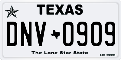 TX license plate DNV0909