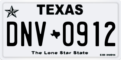 TX license plate DNV0912