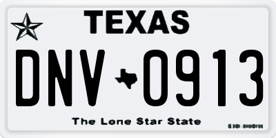 TX license plate DNV0913