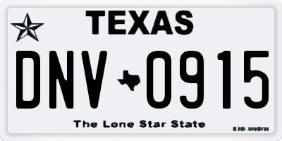 TX license plate DNV0915