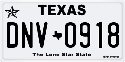 TX license plate DNV0918