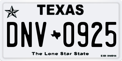 TX license plate DNV0925