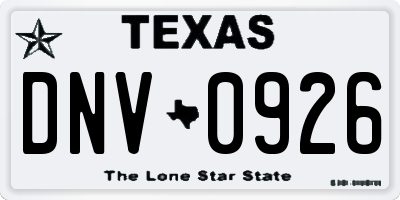 TX license plate DNV0926