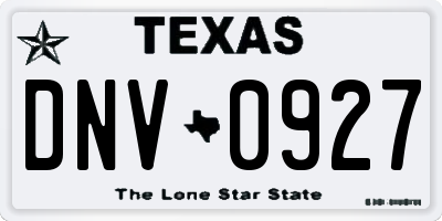 TX license plate DNV0927
