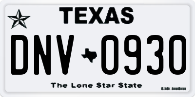 TX license plate DNV0930