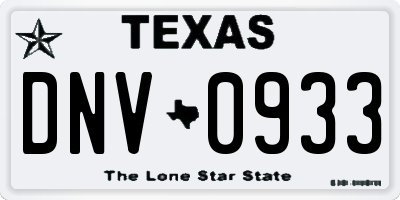 TX license plate DNV0933